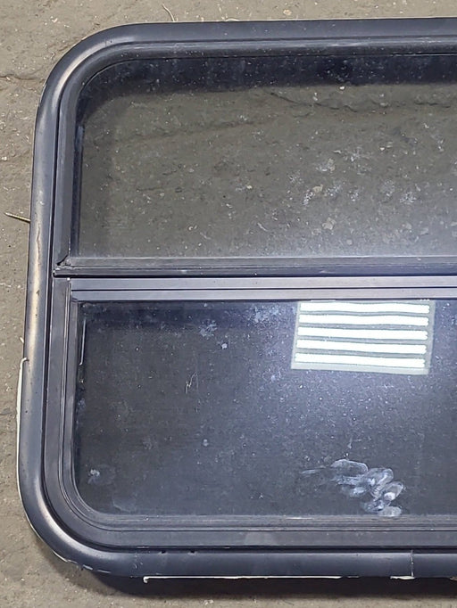 Used Black Radius Opening Window : 29 1/4" W x 21 1/2" H x 1 7/8" D - Young Farts RV Parts
