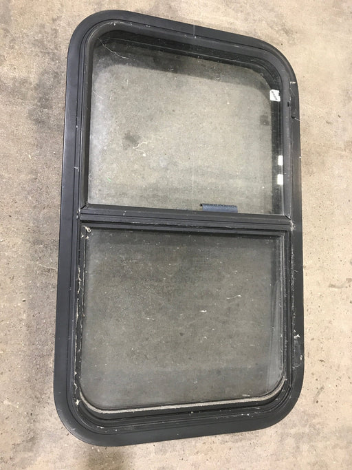 Used Black Radius Opening Window : 30 3/4" W X 18 1/2" H X 2" D - Young Farts RV Parts