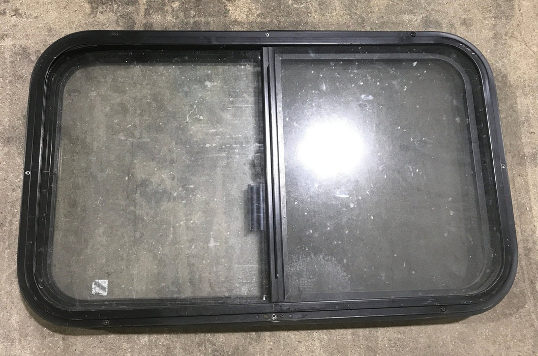 Used Black Radius Opening Window : 30 3/4" W X 18 1/2" H X 2" D - Young Farts RV Parts