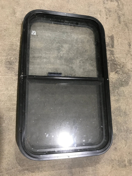 Used Black Radius Opening Window : 30 3/4" W X 18 1/2" H X 2" D - Young Farts RV Parts