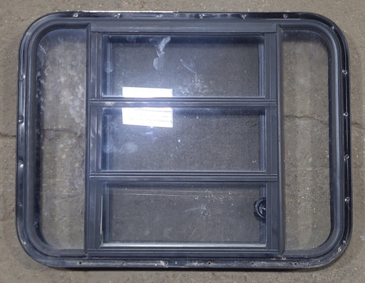 Used Black Radius Opening Window : 30 3/4" W x 23 1/2" H x 1 5/8" D - Young Farts RV Parts