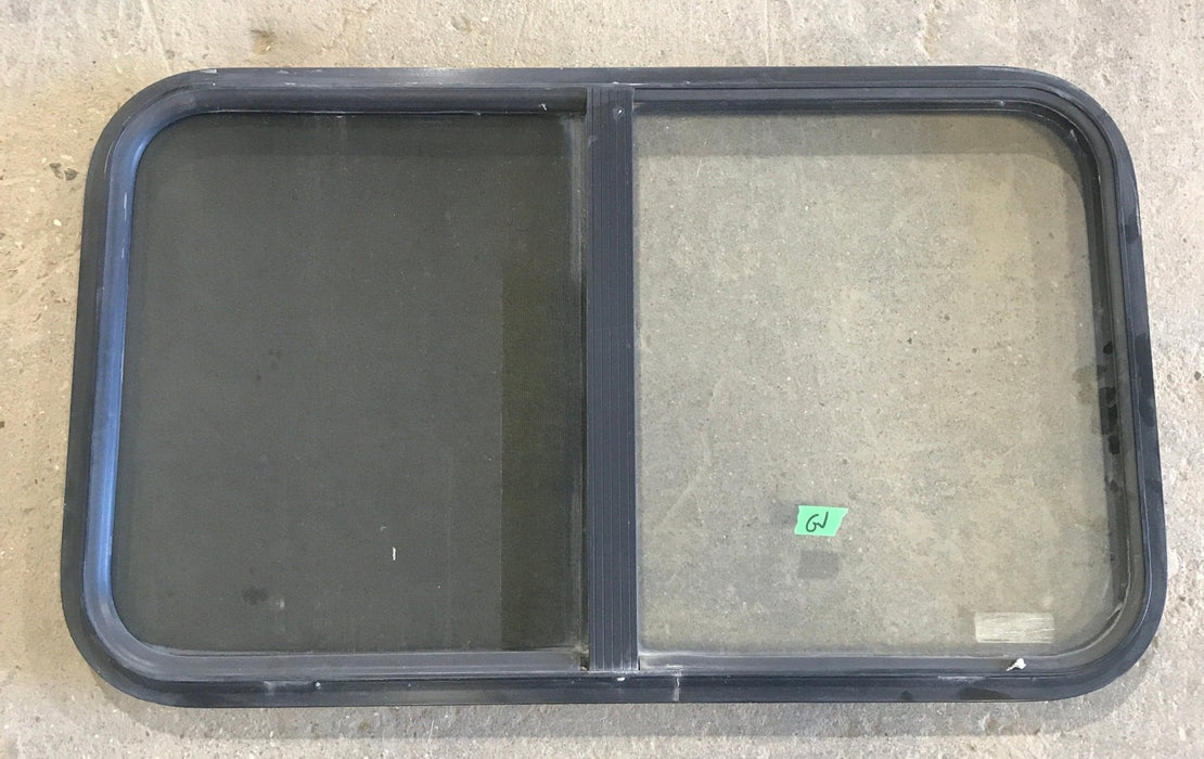 Used Black Radius Opening Window : 34" W x 19 3/4" H x 1 1/2" - Young Farts RV Parts
