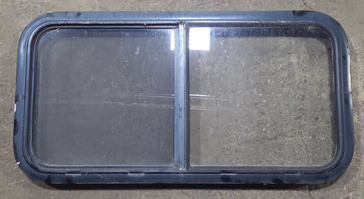 Used Black Radius Opening Window : 35 1/2" W x 17 1/2" H x 1 7/8" D - Young Farts RV Parts
