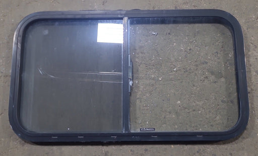 Used Black Radius Opening Window : 35 1/2" W x 19 3/4" H x 1 1/2" D - Young Farts RV Parts