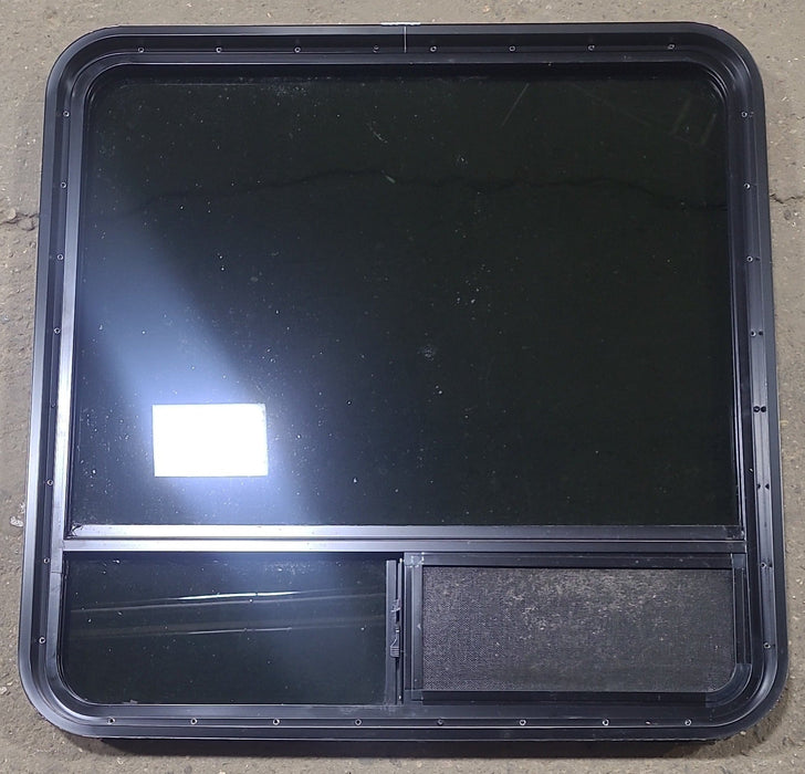 Used Black Radius Opening Window : 35 1/2" W x 35 1/2" H x 2" D - Young Farts RV Parts