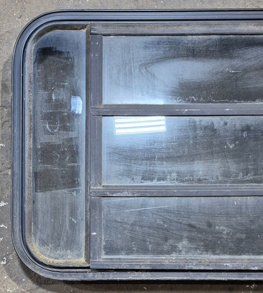 Used Black Radius Opening Window : 35 1/4" W x 21 1/2" H x 1 7/8" - Young Farts RV Parts