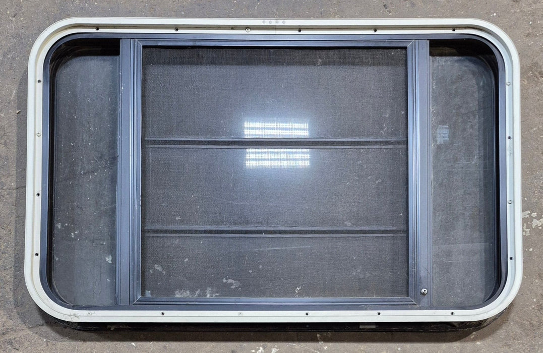 Used Black Radius Opening Window : 35 1/4" W x 21 1/2" H x 1 7/8" - Young Farts RV Parts