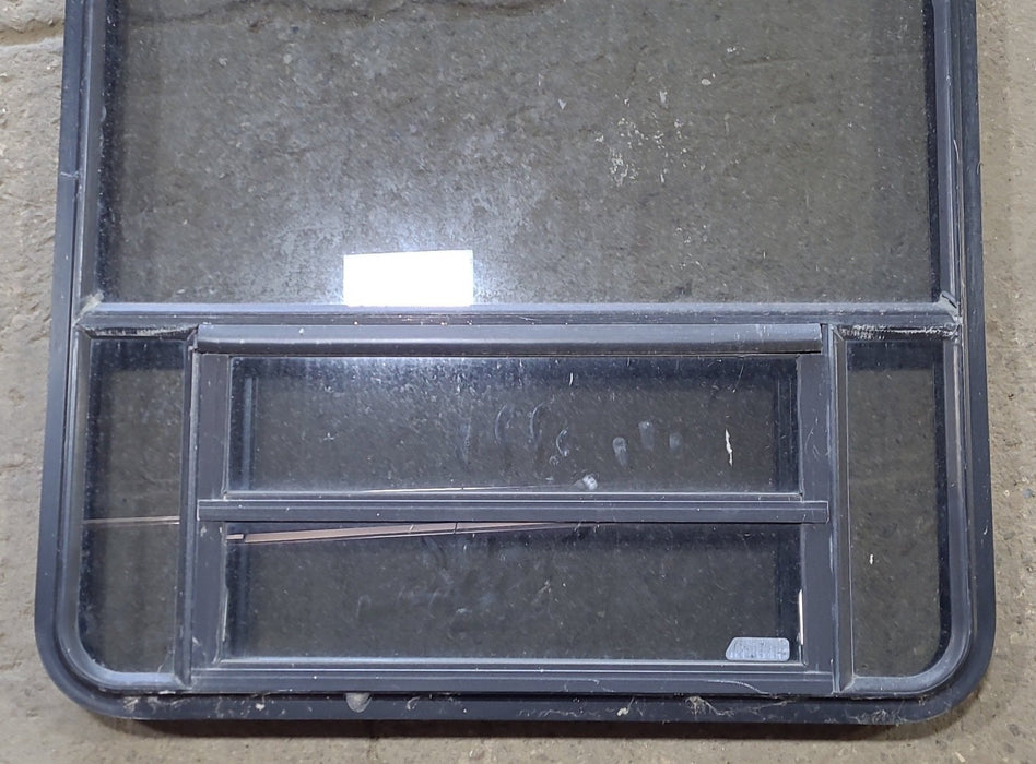 Used Black Radius Opening Window : 35" W x 41 1/4" H x 1 3/4" D - Young Farts RV Parts