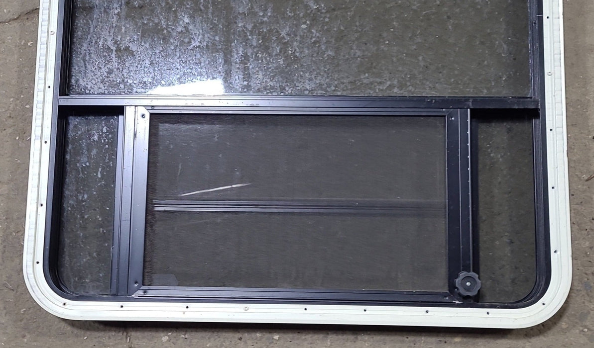 Used Black Radius Opening Window : 35" W x 41 1/4" H x 1 3/4" D - Young Farts RV Parts
