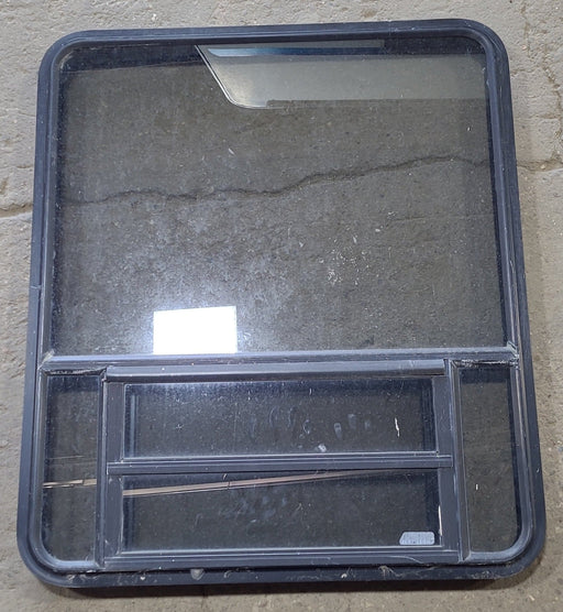 Used Black Radius Opening Window : 35" W x 41 1/4" H x 1 3/4" D - Young Farts RV Parts