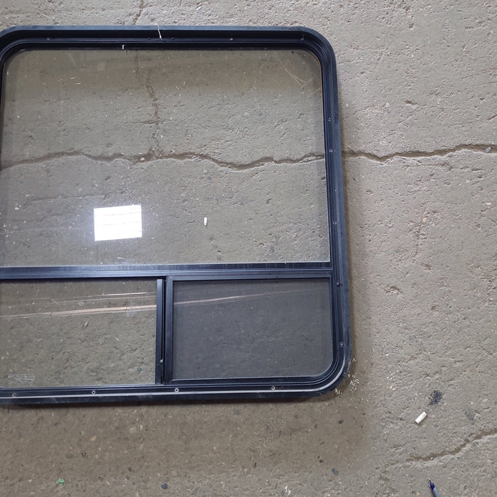 Used Black Radius Opening Window : 36 1/2" W x 37 3/4" H x 2" D - Young Farts RV Parts