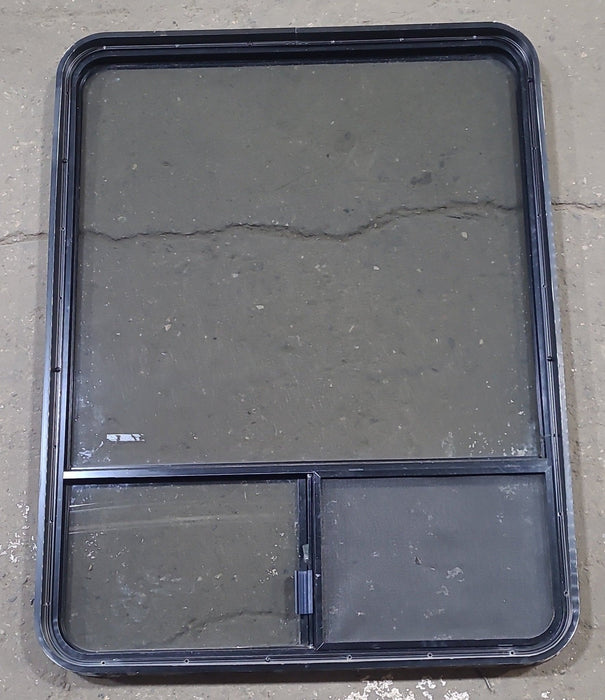 Used Black Radius Opening Window : 36 1/4" W x 48" H x 1 7/8" D - Young Farts RV Parts
