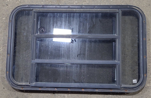 Used Black Radius Opening Window : 36 3/4" W x 23" H x 1 1/2" D - Young Farts RV Parts