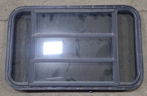 Used Black Radius Opening Window : 36 3/4" W x 23" H x 1 5/8" D - Young Farts RV Parts