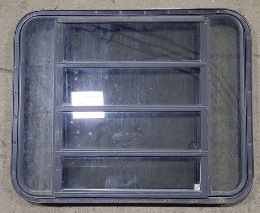 Used Black Radius Opening Window : 36 3/4" W x 30" H x 1 1/2" D - Young Farts RV Parts