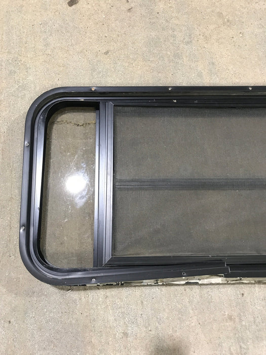 Used Black Radius Opening Window : 37" W x 19 1/4" H x 1 1/4" - Young Farts RV Parts