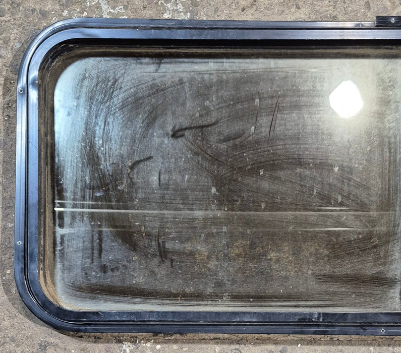 Used Black Radius Opening Window : 41 5/8" W x 17 7/8" H x 1 1/2" D - Young Farts RV Parts