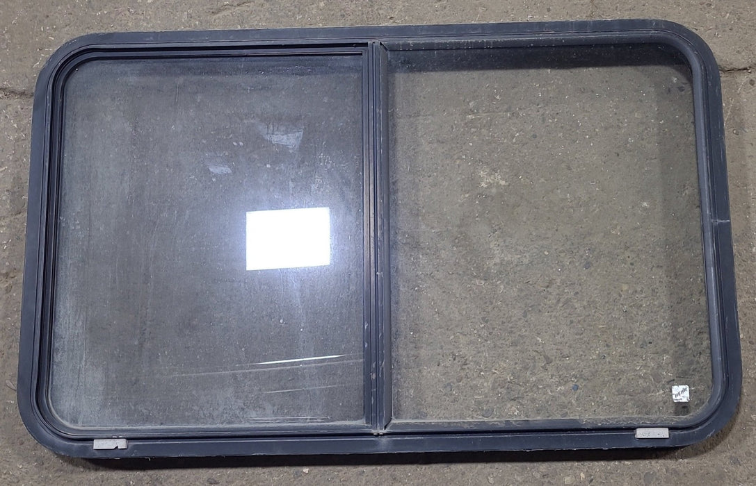 Used Black Radius Opening Window : 42 1/2" W x 26" H x 2" D - Young Farts RV Parts