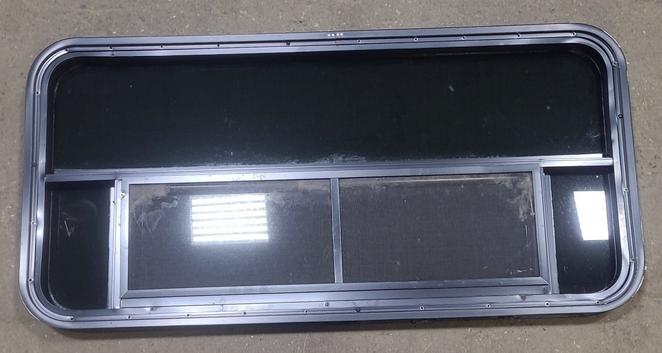 Used Black Radius Opening Window : 45 3/8" W X 21 1/2" H X 2" D - Young Farts RV Parts