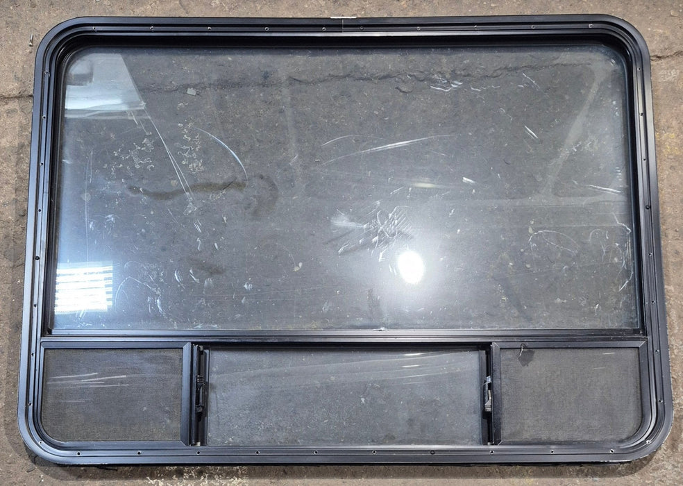 Used Black Radius Opening Window : 47 1/4" W x 34 1/4" H x 1 3/4" D - Young Farts RV Parts