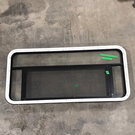 USED Black Radius Opening Window : 47" W x 21 1/4" H x 1 3/4" D - Young Farts RV Parts