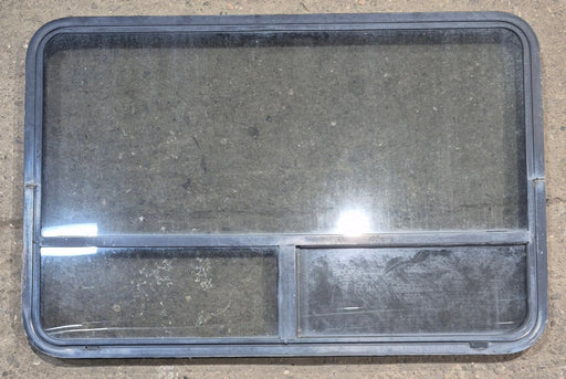 Used Black Radius Opening Window : 48 1/4" W x 31 3/4" H x 1 7/8" - Young Farts RV Parts