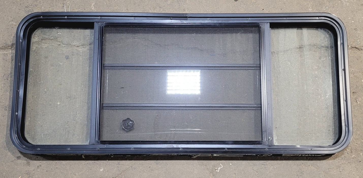 Used Black Radius Opening Window : 53 1/4" W x 22 1/4" H x 1 7/8" - Young Farts RV Parts