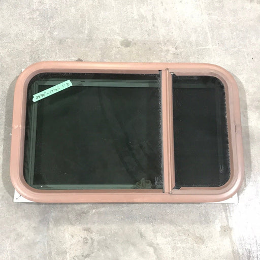 Used Brown Radius Double Pane-Storm Window : 28 5/8" W x 17 1/2" H x 1" D - Young Farts RV Parts