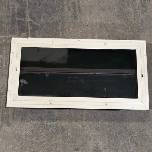 Used Brown Radius Dual Pane-Storm Window : 29 1/4" W x 14 3/4" H x 1 1/2" D - Young Farts RV Parts