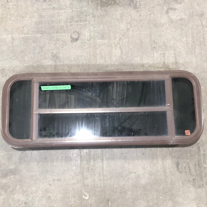 Used Brown Radius Dual Pane - Storm Window : 41 1/4" W x 14 3/4" H x 1 1/2" D - Young Farts RV Parts
