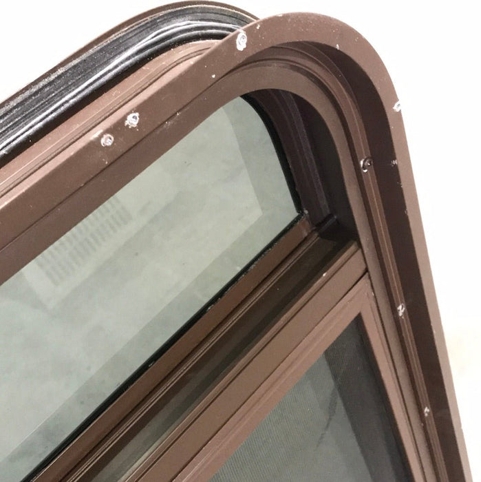 Used Brown Radius Dual Pane-Storm Window : 41 1/4" W x 14 3/4" H x 1 1/2" D - Young Farts RV Parts