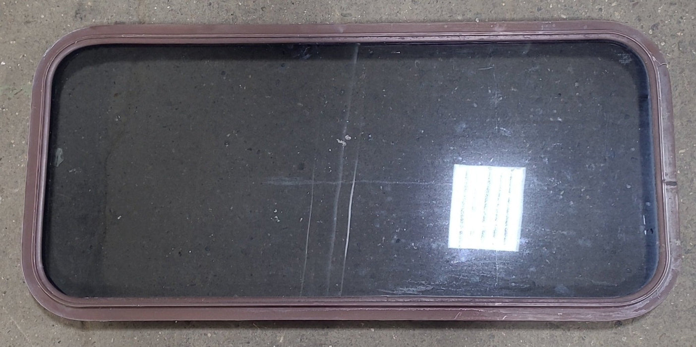 Used Brown Radius Non-Opening Window : 39 3/4" W X 17 7/8" H X 2" D - Young Farts RV Parts