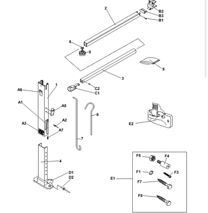 Used Dometic / A&E Awning Main Rafter Arm Assembly Tall 3312047.00B