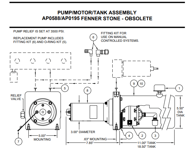 Used HWH/ Fenner Hydraulics Pump/Motor/Tank Assembly - AP0588/AP0195 - Young Farts RV Parts