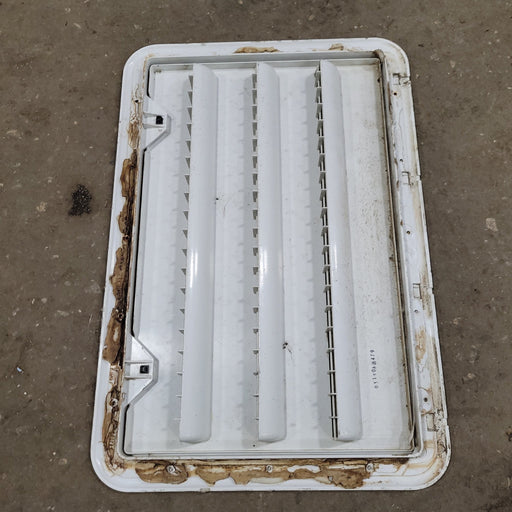 Used Norcold 621156W - White Air Intake Side Refrigerator Vent- HAS FRAME - Young Farts RV Parts