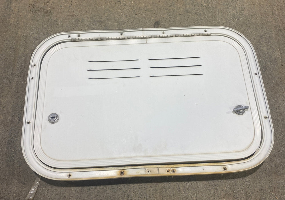 Used Radius Cornered Battery / Propane Cargo Door 18 3/4" x 11 3/4" x 3/4" D - Young Farts RV Parts