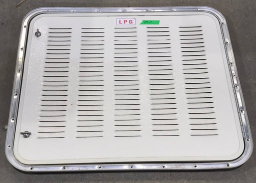 Used Radius Cornered Battery / Propane Cargo Door 27 7/8" W x 26" H X 3/4" D - Young Farts RV Parts