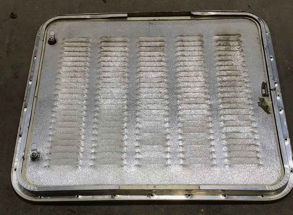 Used Radius Cornered Battery / Propane Cargo Door 27 7/8" W x 26" H X 3/4" D - Young Farts RV Parts