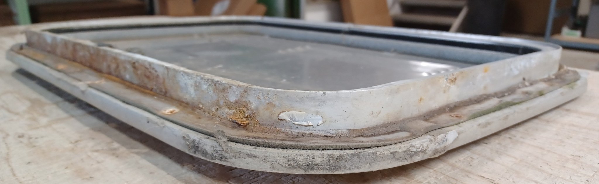 Used Radius Cornered Cargo/ Battery Box Door 18 3/4" x 12 7/8" x 7/8" D - Young Farts RV Parts