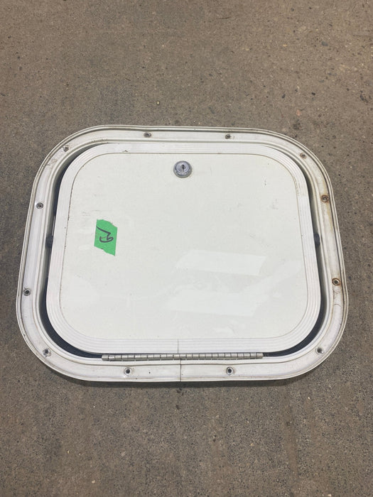 Used Radius Cornered Cargo Door 12" W x 10" H x 1/2" D - Young Farts RV Parts