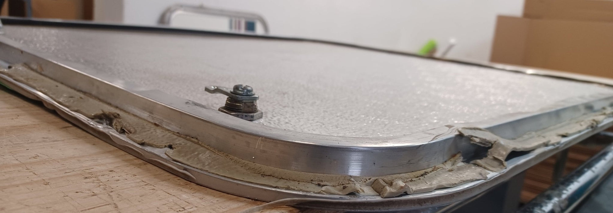 Used Radius Cornered Cargo Door 29 7/4" x 26" x 5/8"D - Young Farts RV Parts