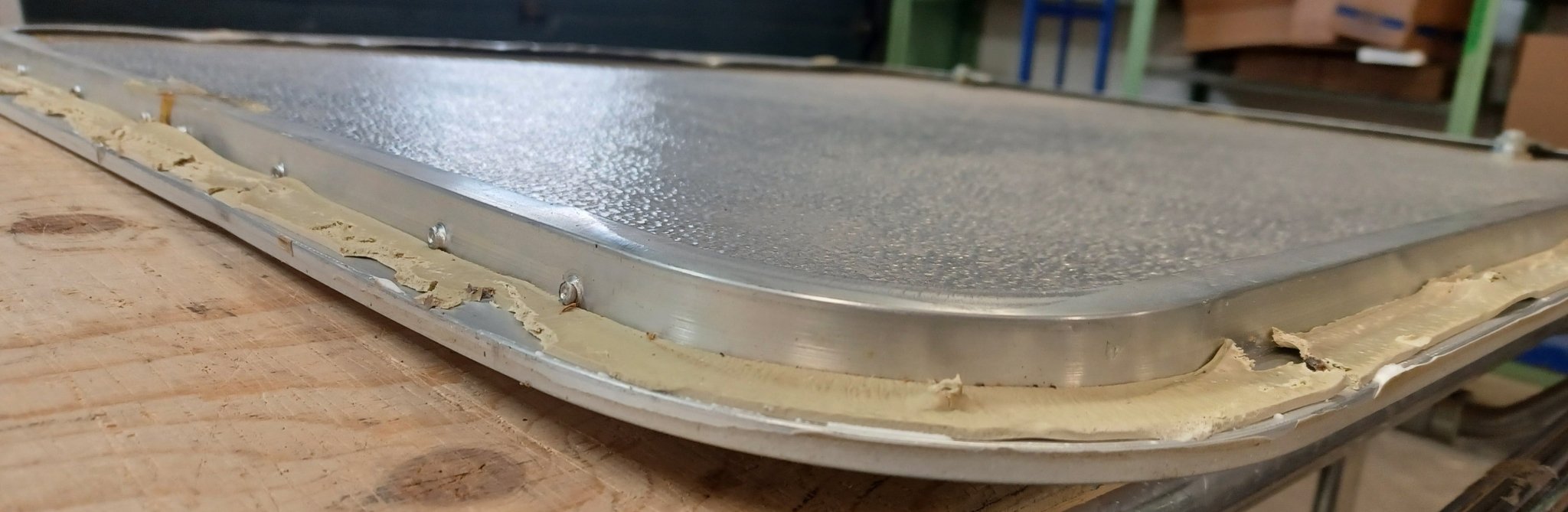 Used Radius Cornered Cargo Door 29 7/4" x 26" x 5/8"D - Young Farts RV Parts