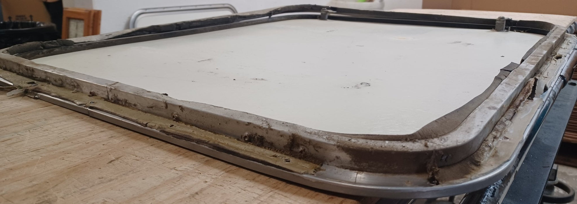 Used Radius Cornered Cargo Door 30 3/4" x 34" x 5/8"D - Young Farts RV Parts