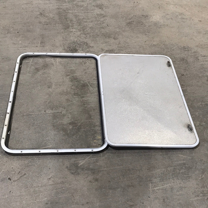Used Radius Cornered Cargo Door 35 3/4" W x 23 1/2" H x 5/8" D - Young Farts RV Parts