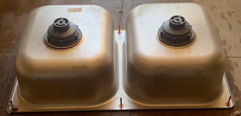 Used RV Double Kitchen Sink 27” w x 16” L - Young Farts RV Parts