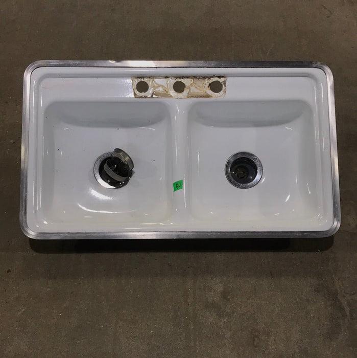 Used RV Double Kitchen Sink 33” W x 19” L - Young Farts RV Parts