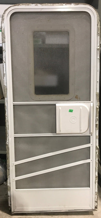 Used RV Radius Corner Entry Door 29 1/2" W x 70" H - Young Farts RV Parts