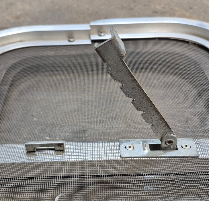Used Silver - ish Radius Opening Window : 16 1/2 x 11 1/4" x 2" D - Young Farts RV Parts