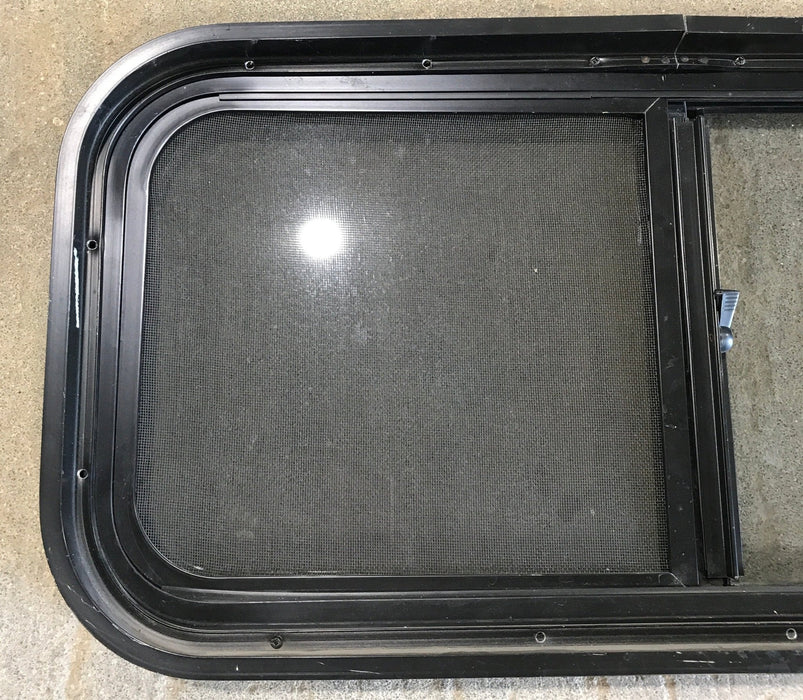 Used Slanted Black Radius Opening Window : 36 3/4" W x 13 1/2" H x 2" D - Young Farts RV Parts