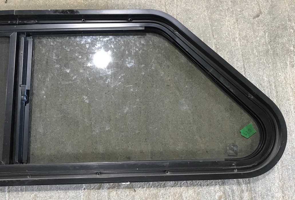 Used Slanted Black Radius Opening Window : 36 3/4" W x 13 1/2" H x 2" D - Young Farts RV Parts